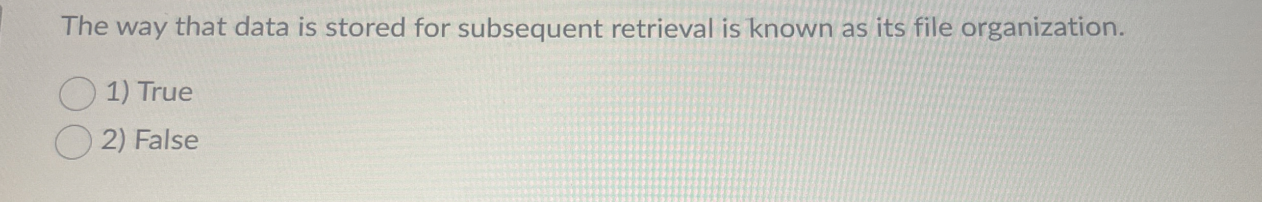 The way that data is stored for subsequent