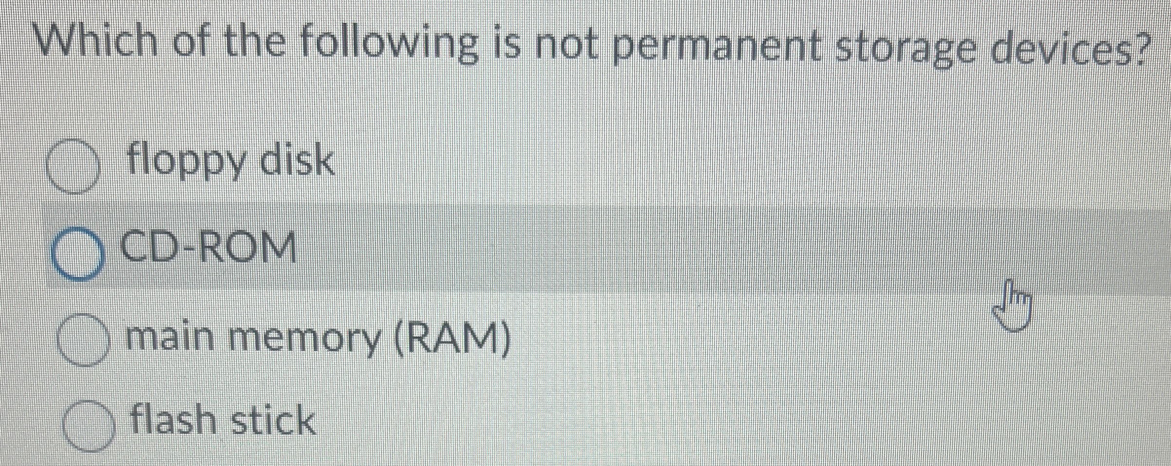 Which of the following is not permanent storage