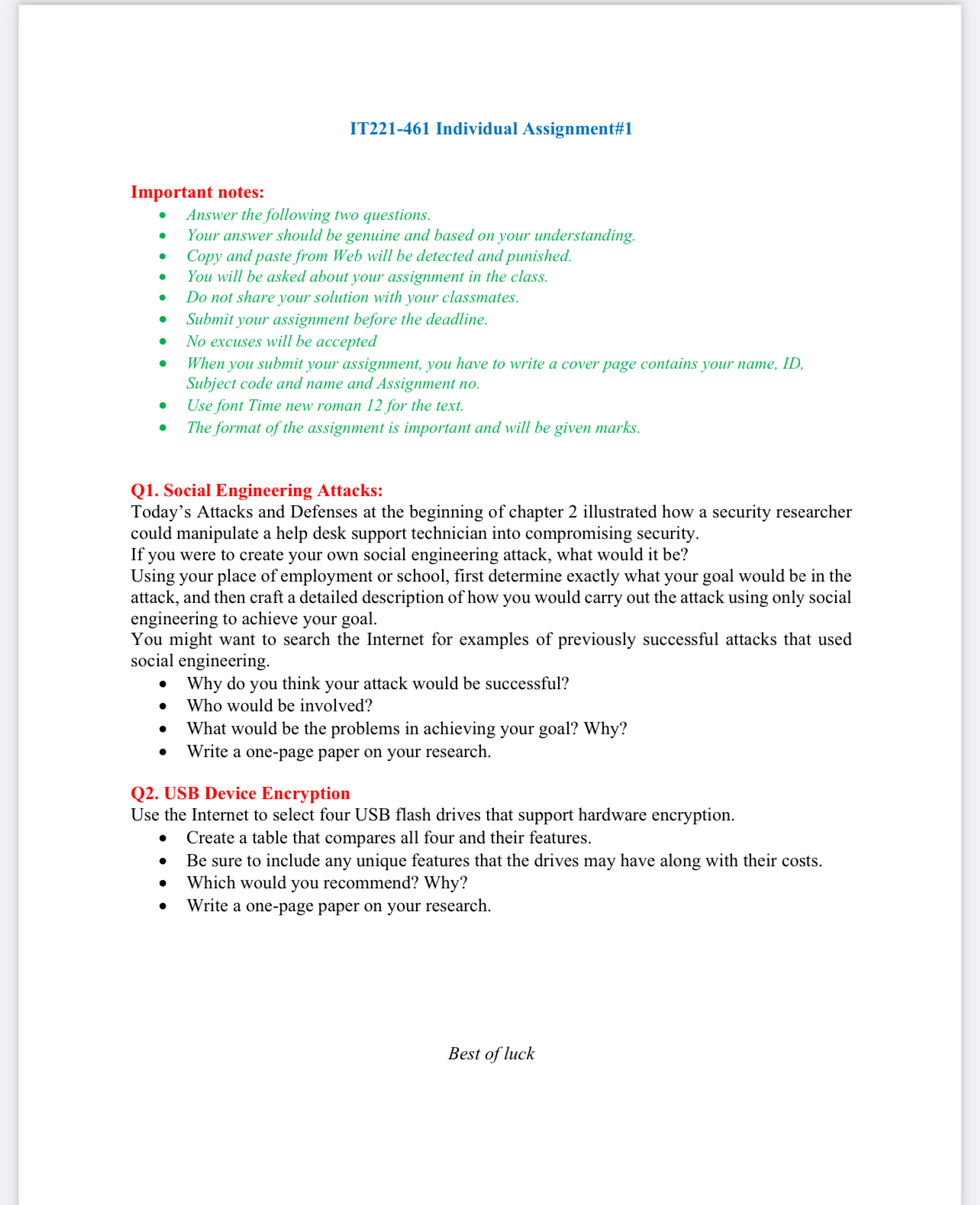 IT 2 2 1 - 4 6 1 Individual Assignment# 1