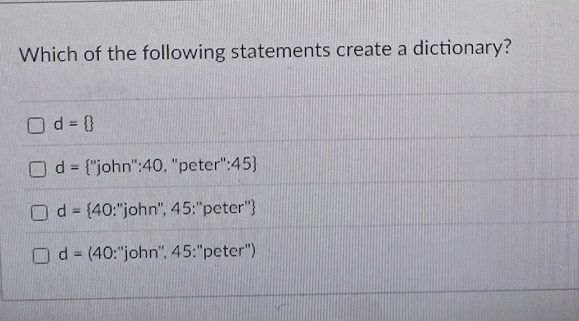 Which of the following statements create a