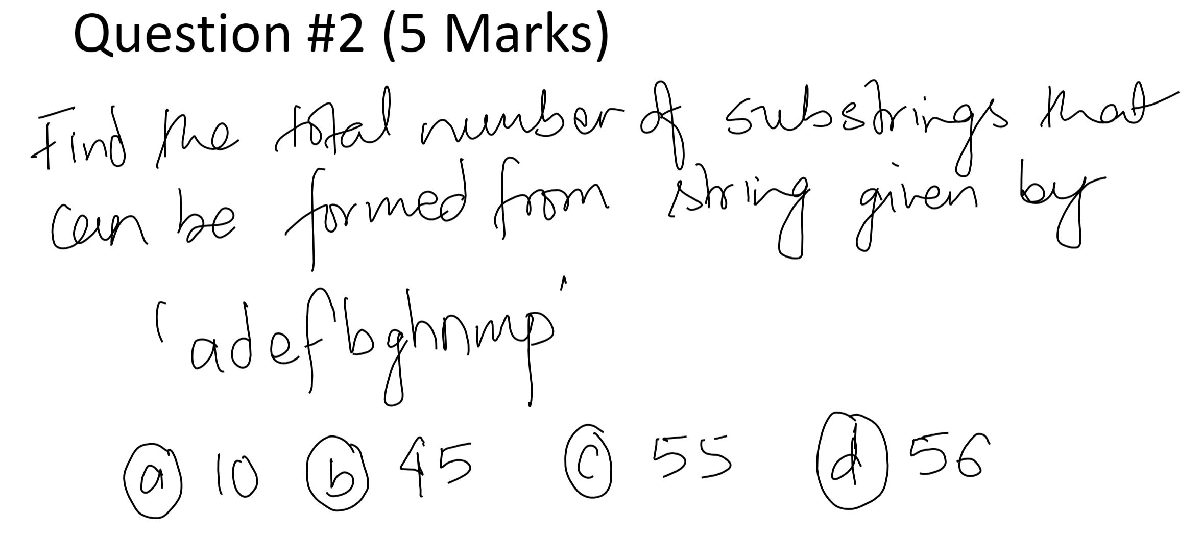Question # 2 ( 5 Marks ) Find the total number of