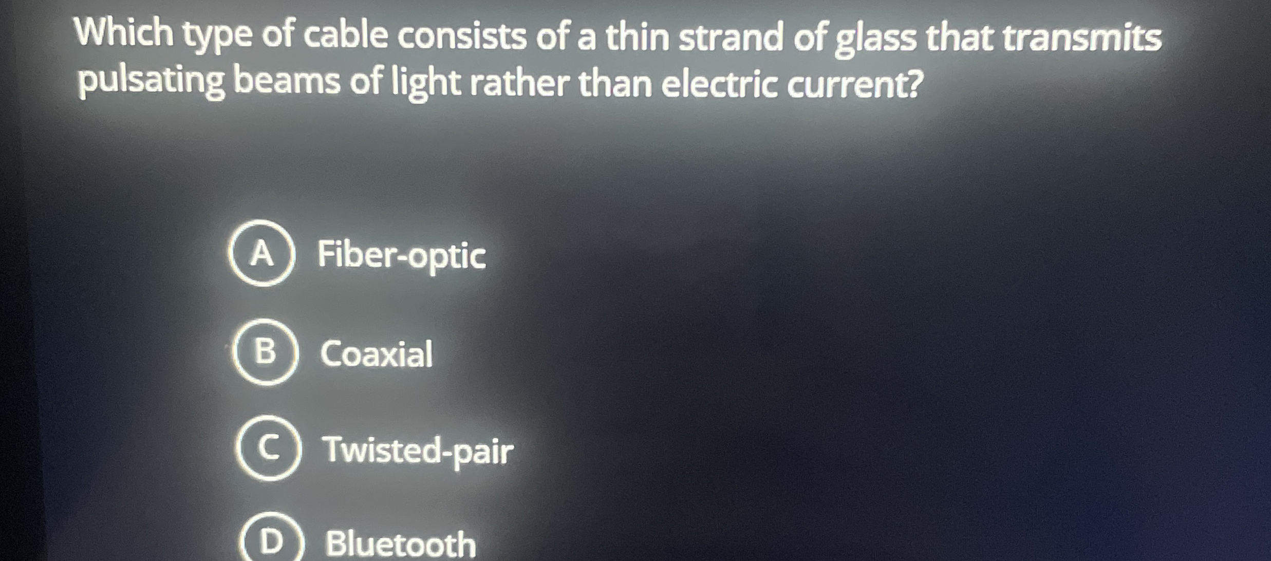 Which type of cable consists of a thin strand of