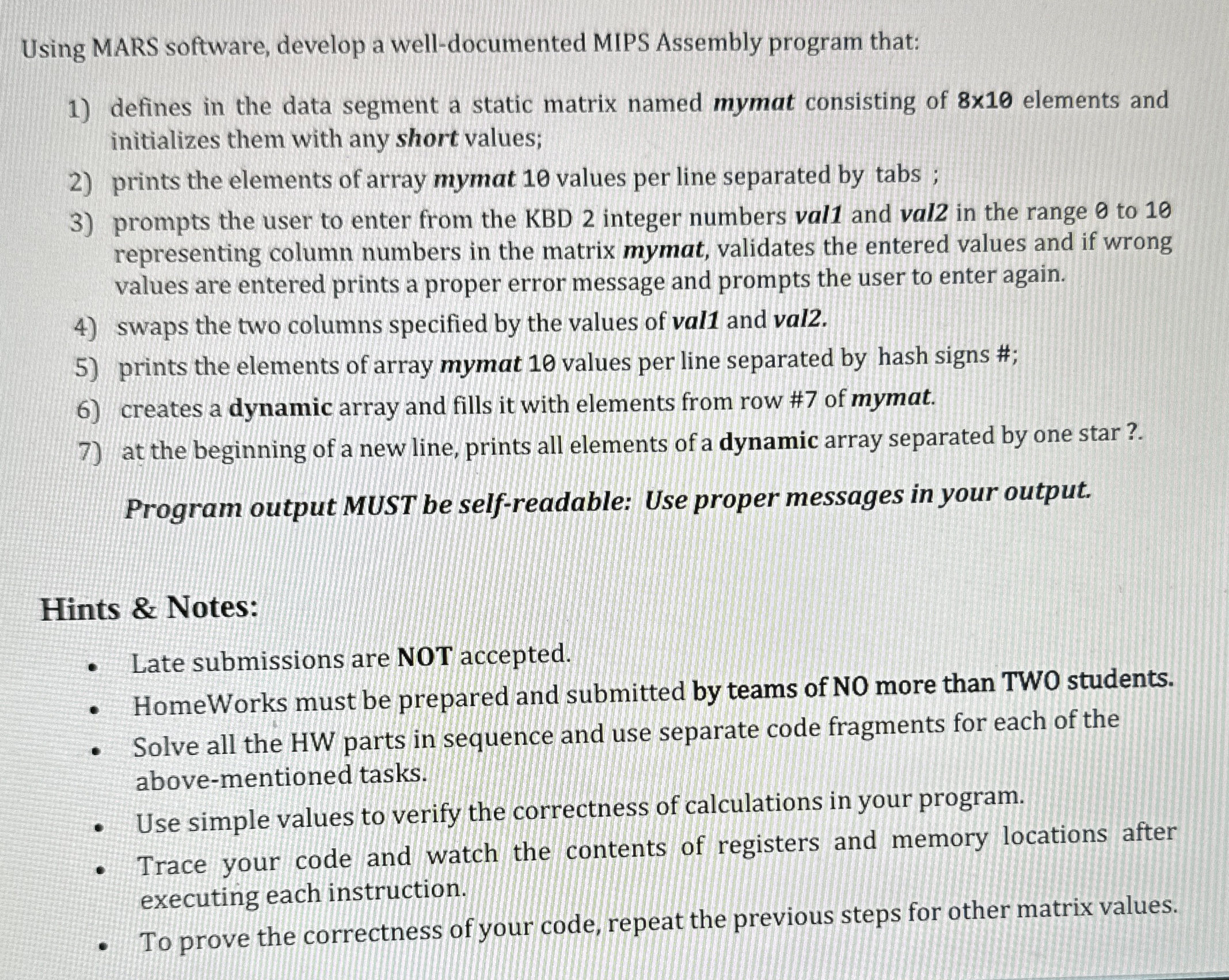 Using MARS software, develop a well - documented