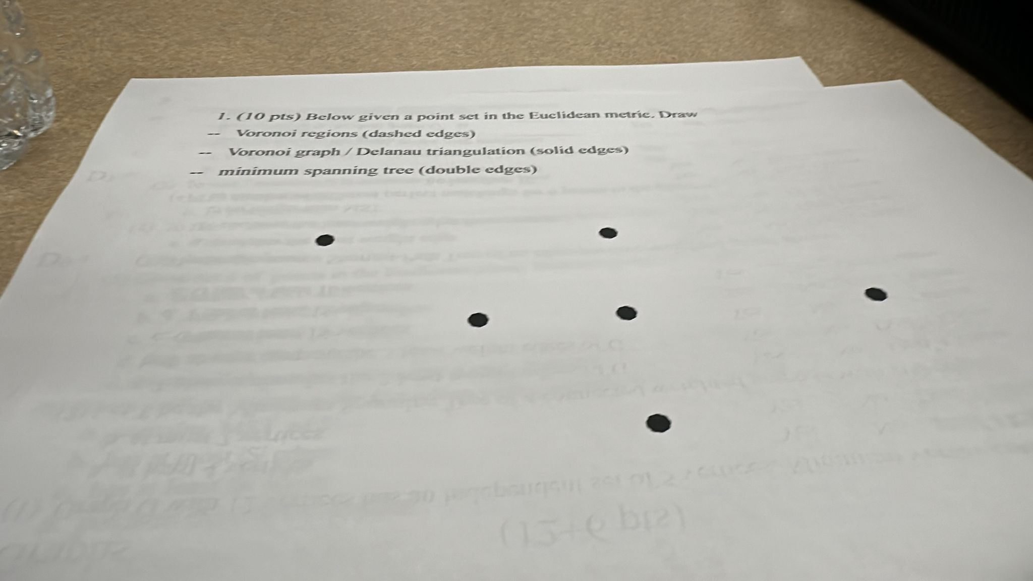 1 . ( 1 0 prs ) Below given a point set in the