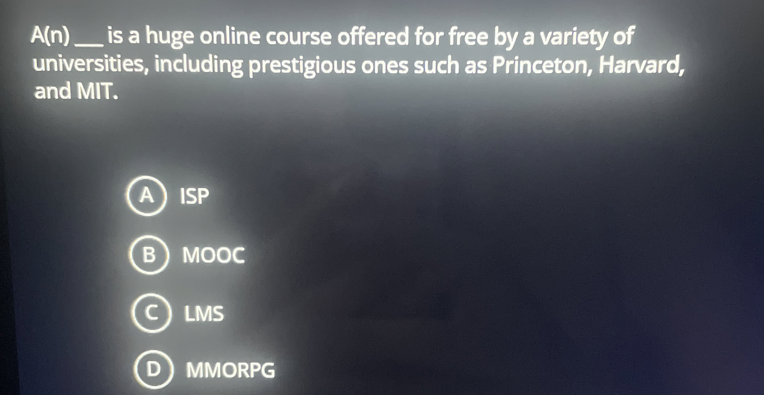 A ( n ) is a huge online course offered for free