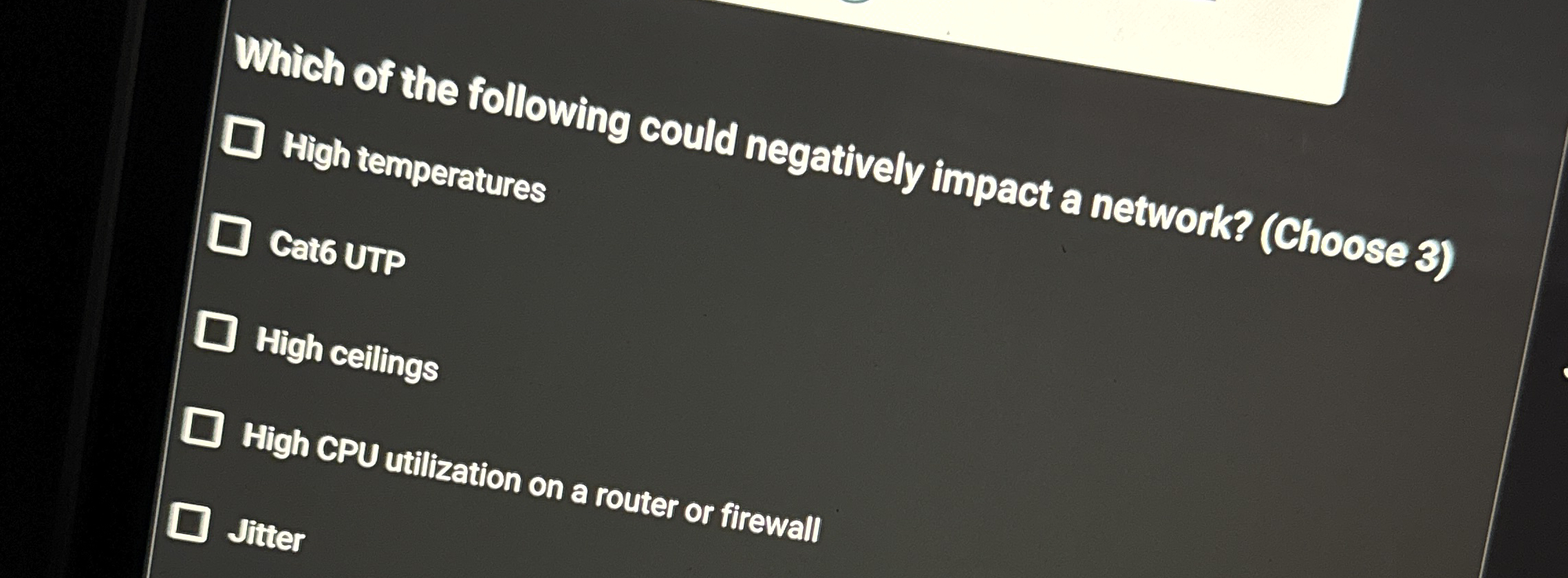 Which of the following could negatively impact a