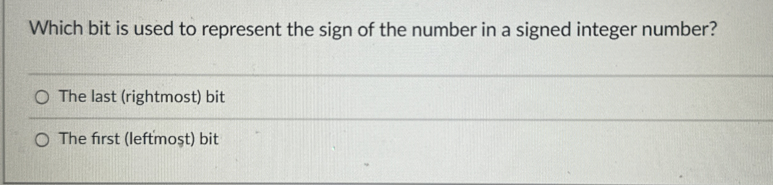Which bit is used to represent the sign of the