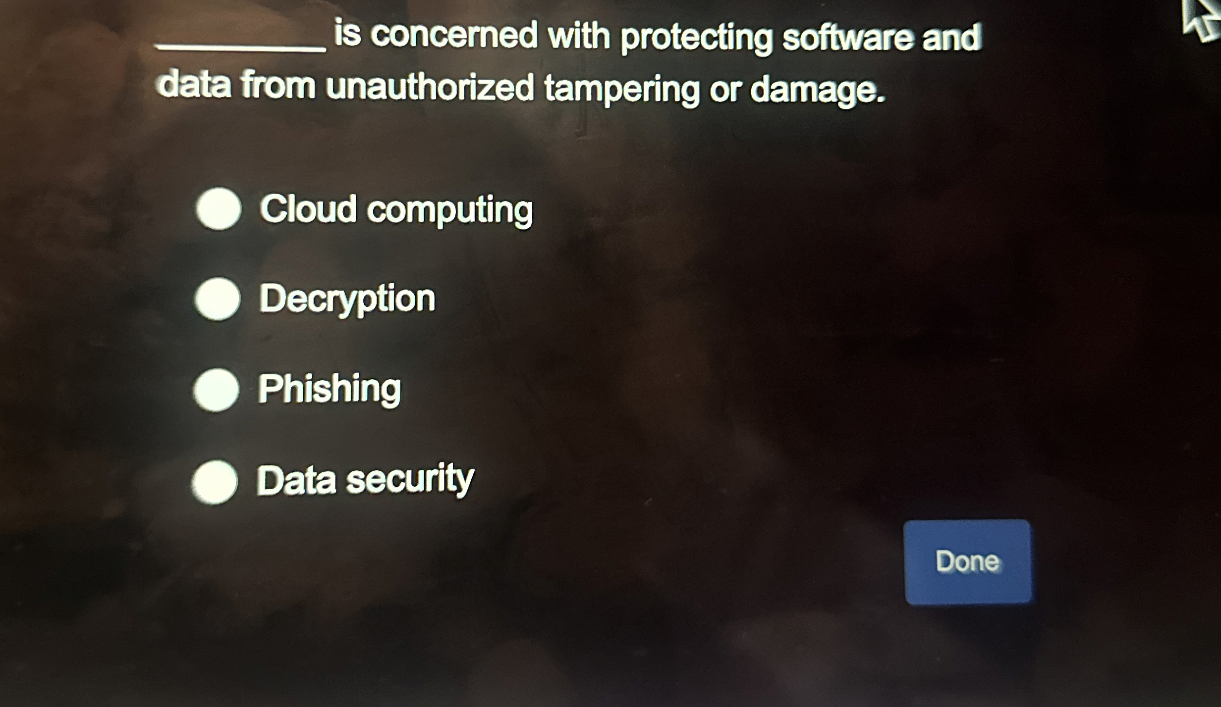 q , is concerned with protecting software and