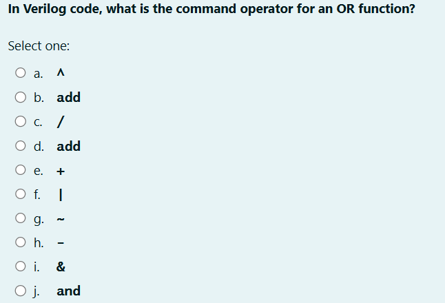 In Verilog code, what is the command operator for