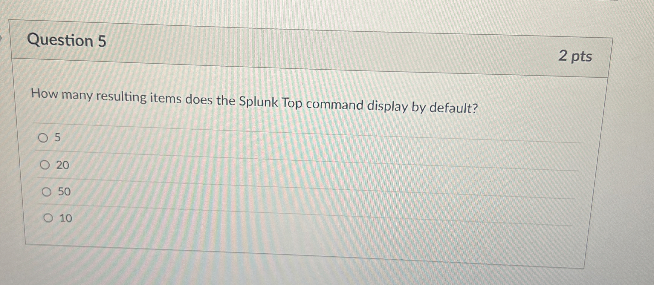 Question 5 How many resulting items does the