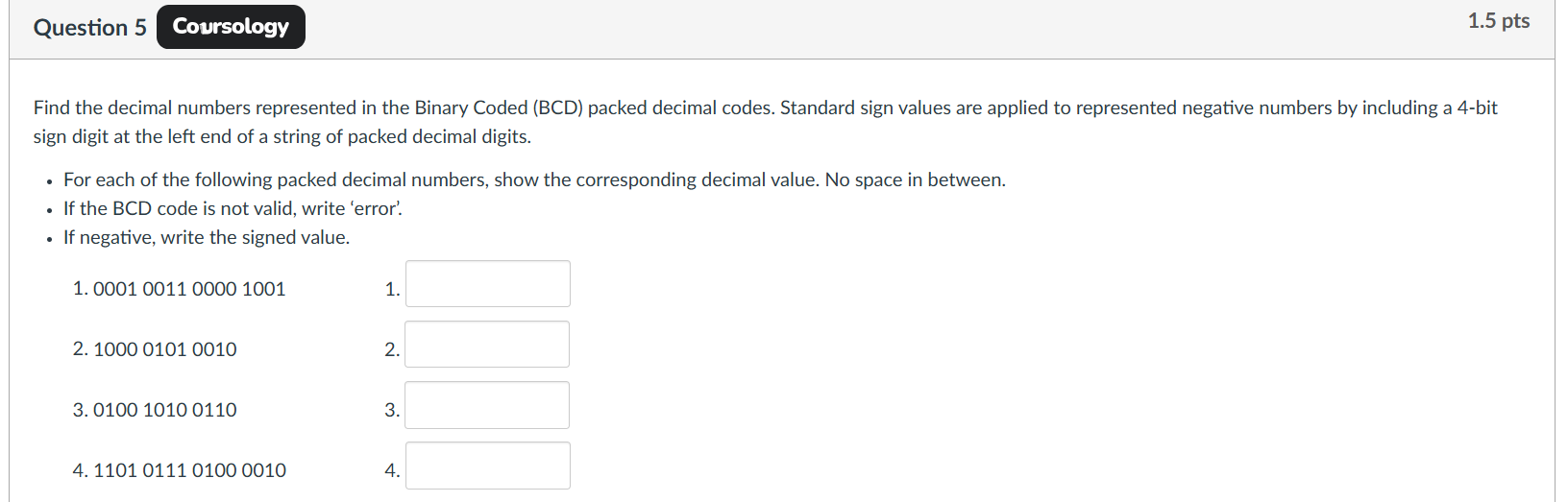 Find the decimal numbers represented in the
