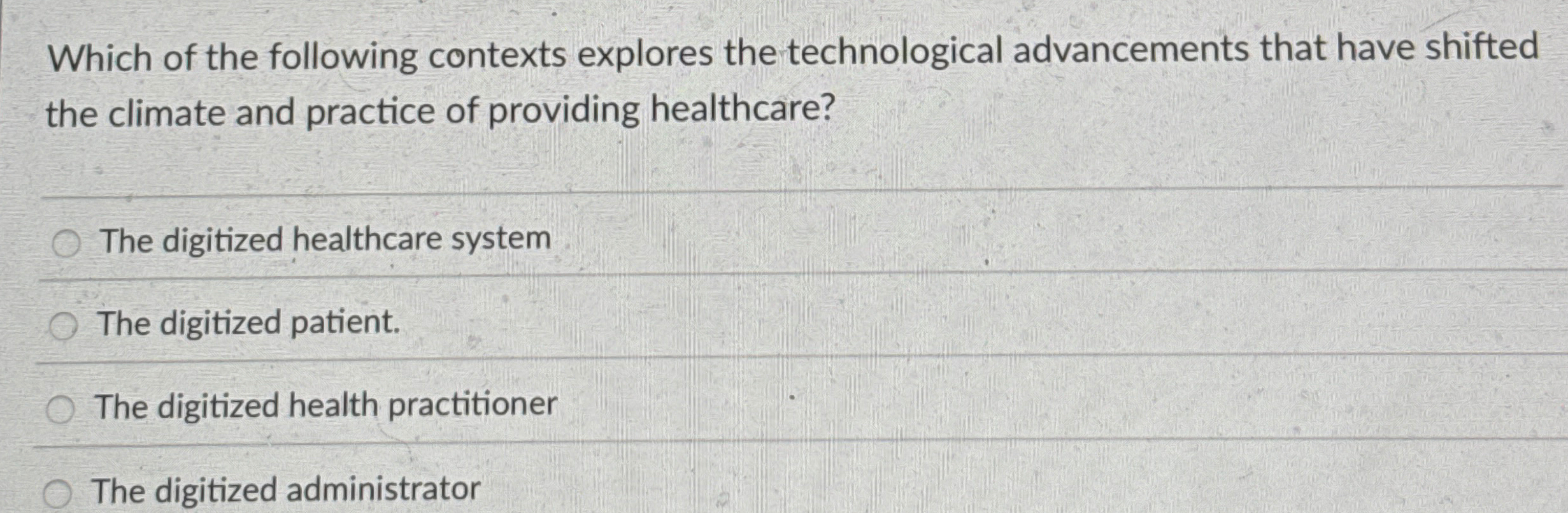 Which of the following contexts explores the