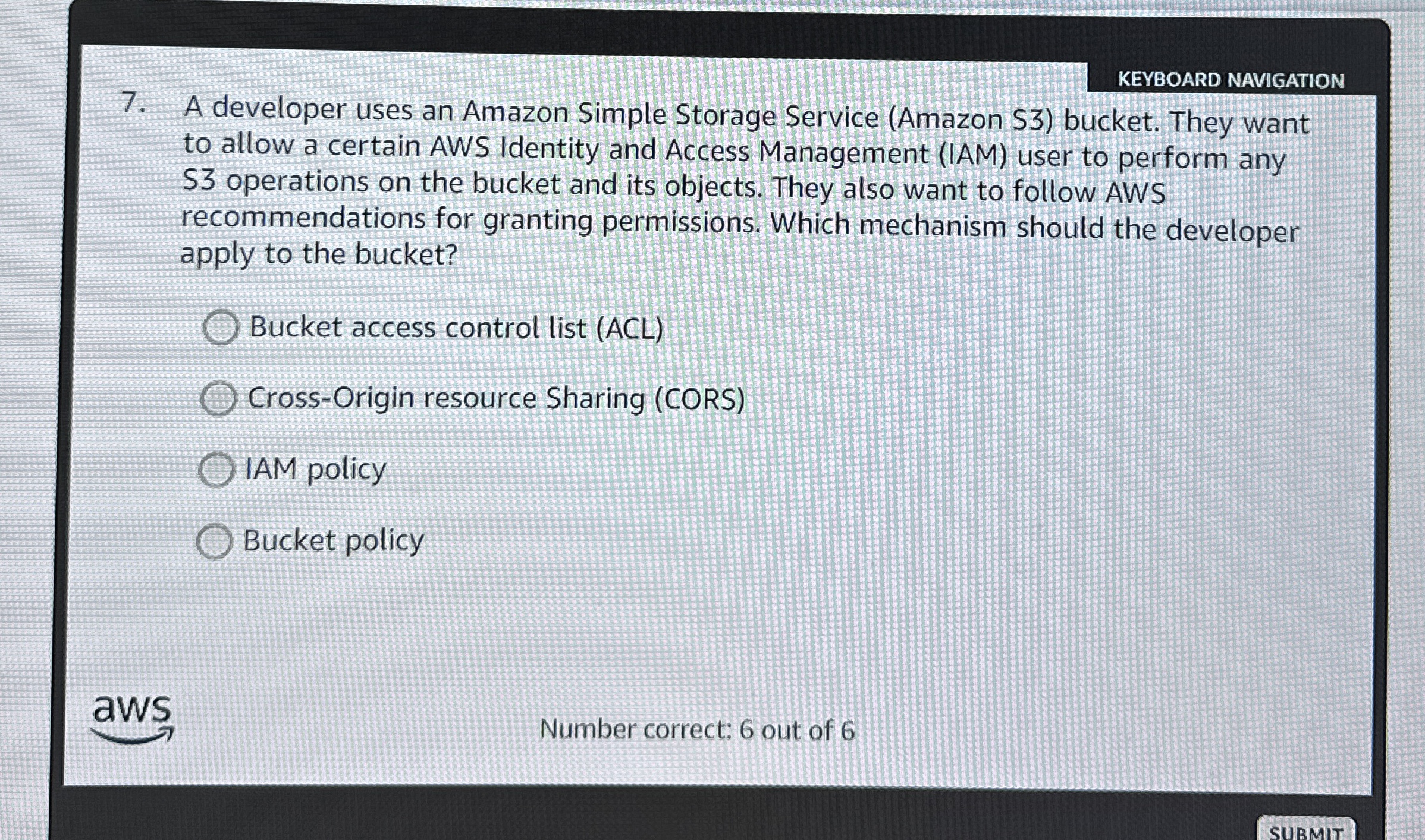 KEYBOARD NAVIGATION 7 . A developer uses an