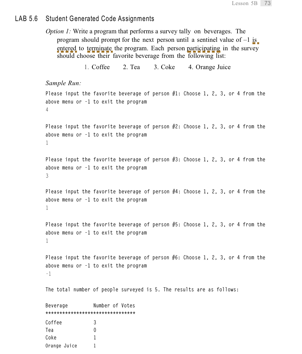 LAB 5 . 6 Student Generated Code Assignments