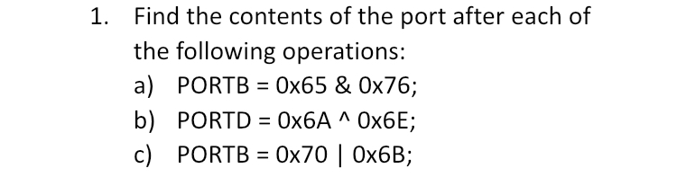 Find the contents of the port after each of the