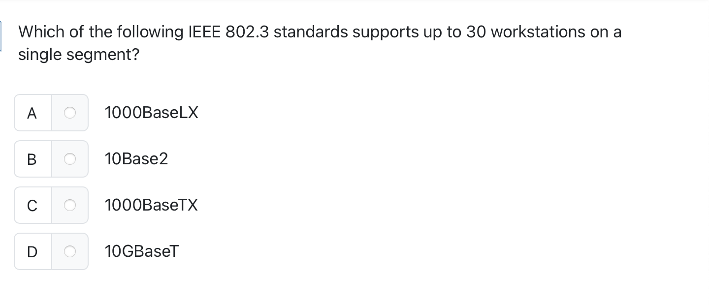 Which of the following IEEE 8 0 2 . 3 standards