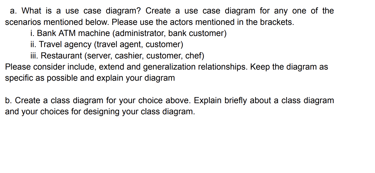 a . What is a use case diagram? Create a use case