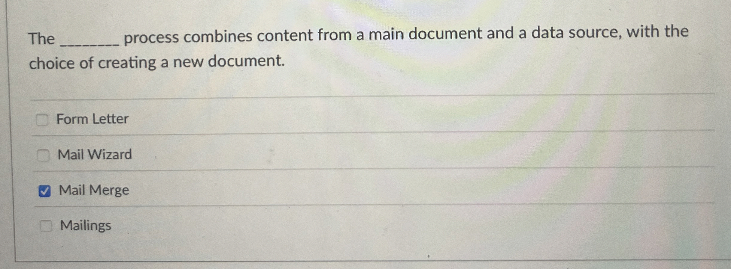 The process combines content from a main document