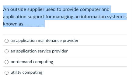 An outside supplier used to provide computer and