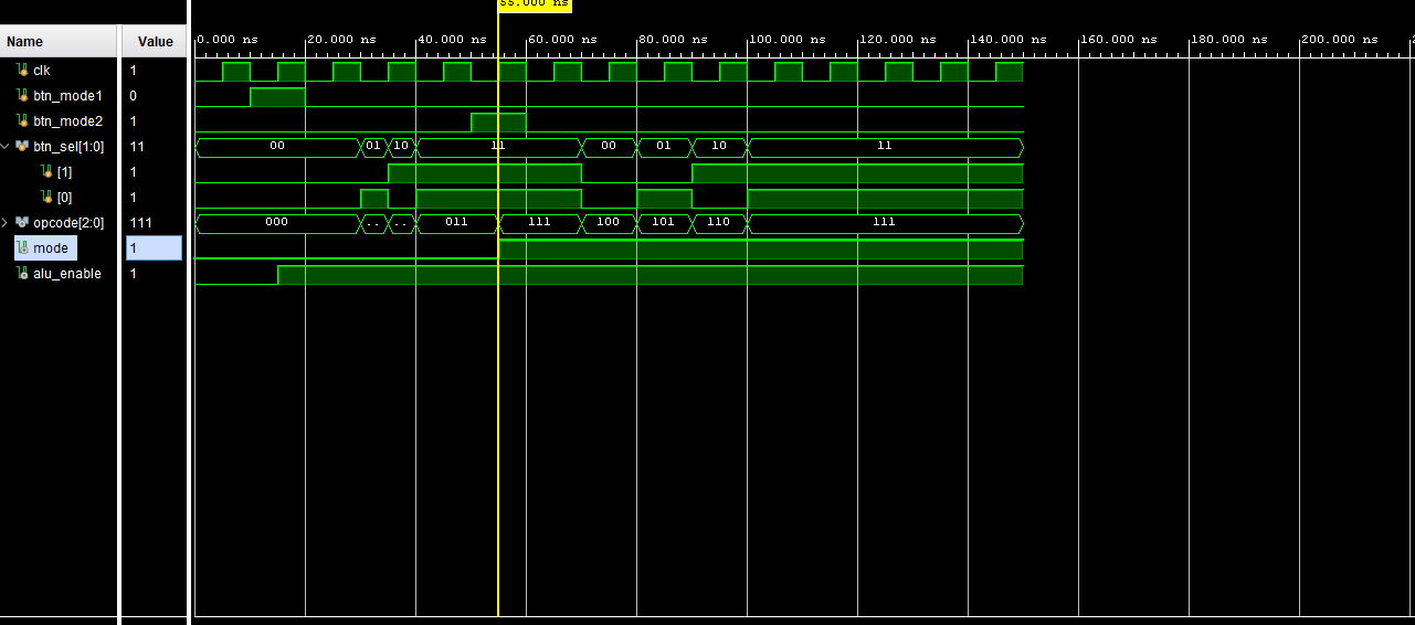 why is the btn _ sel 1 1 staying while the mode