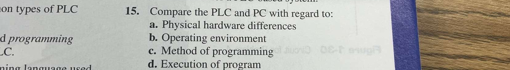 on types of PLC Compare the PLC and PC with