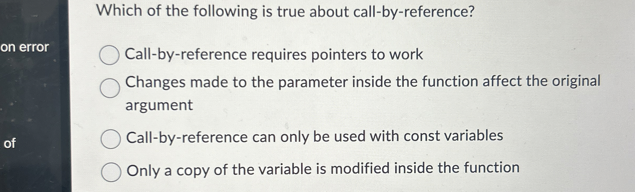 Which of the following is true about call - by -