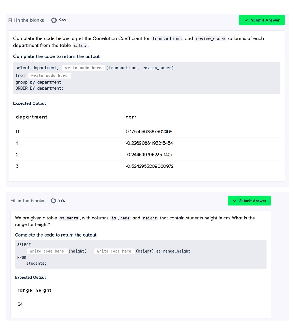 Complete the code below to get the Correlation