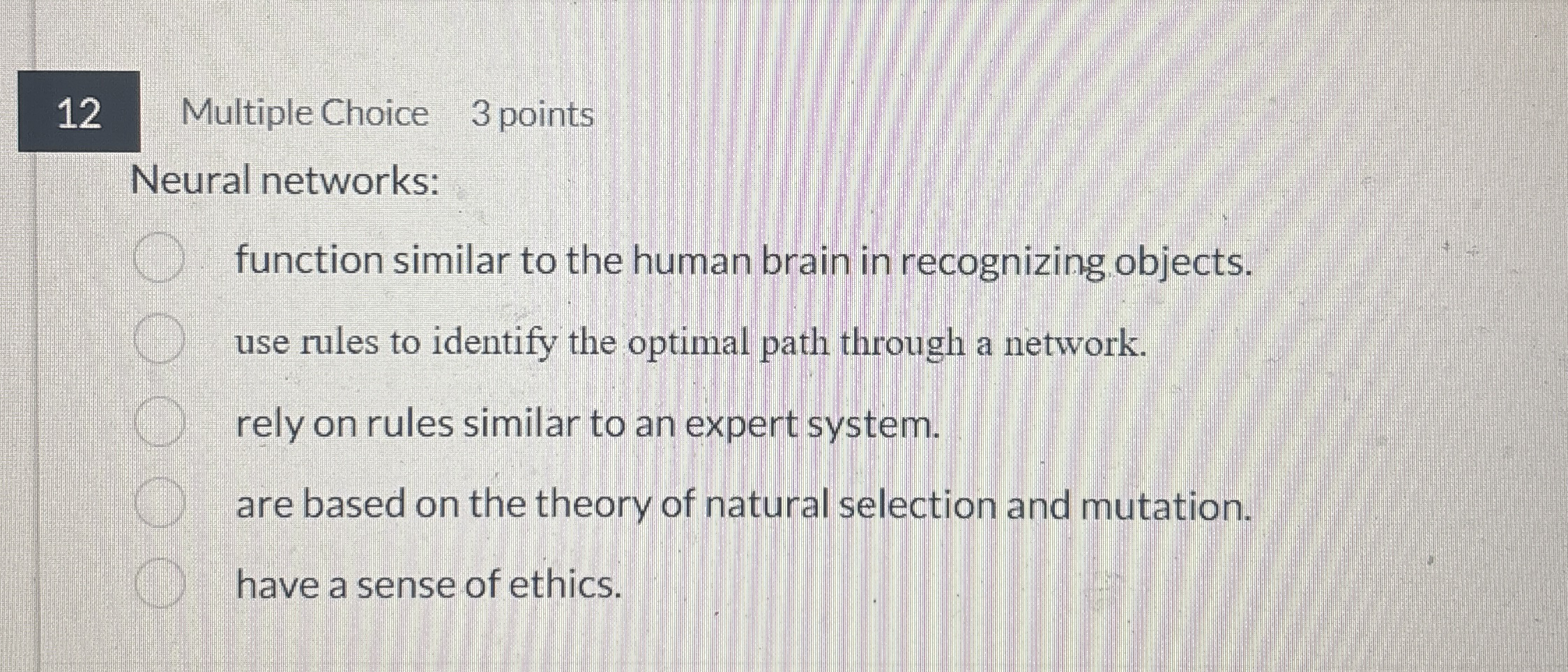 1 2 Multiple Choice 3 points Neural networks: