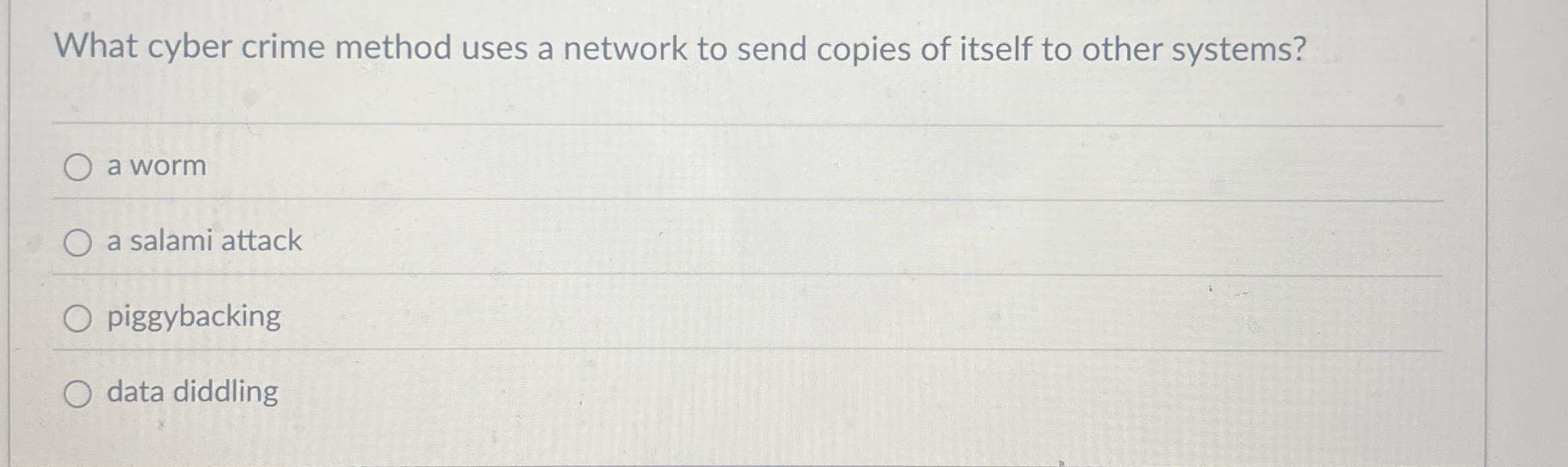 What cyber crime method uses a network to send