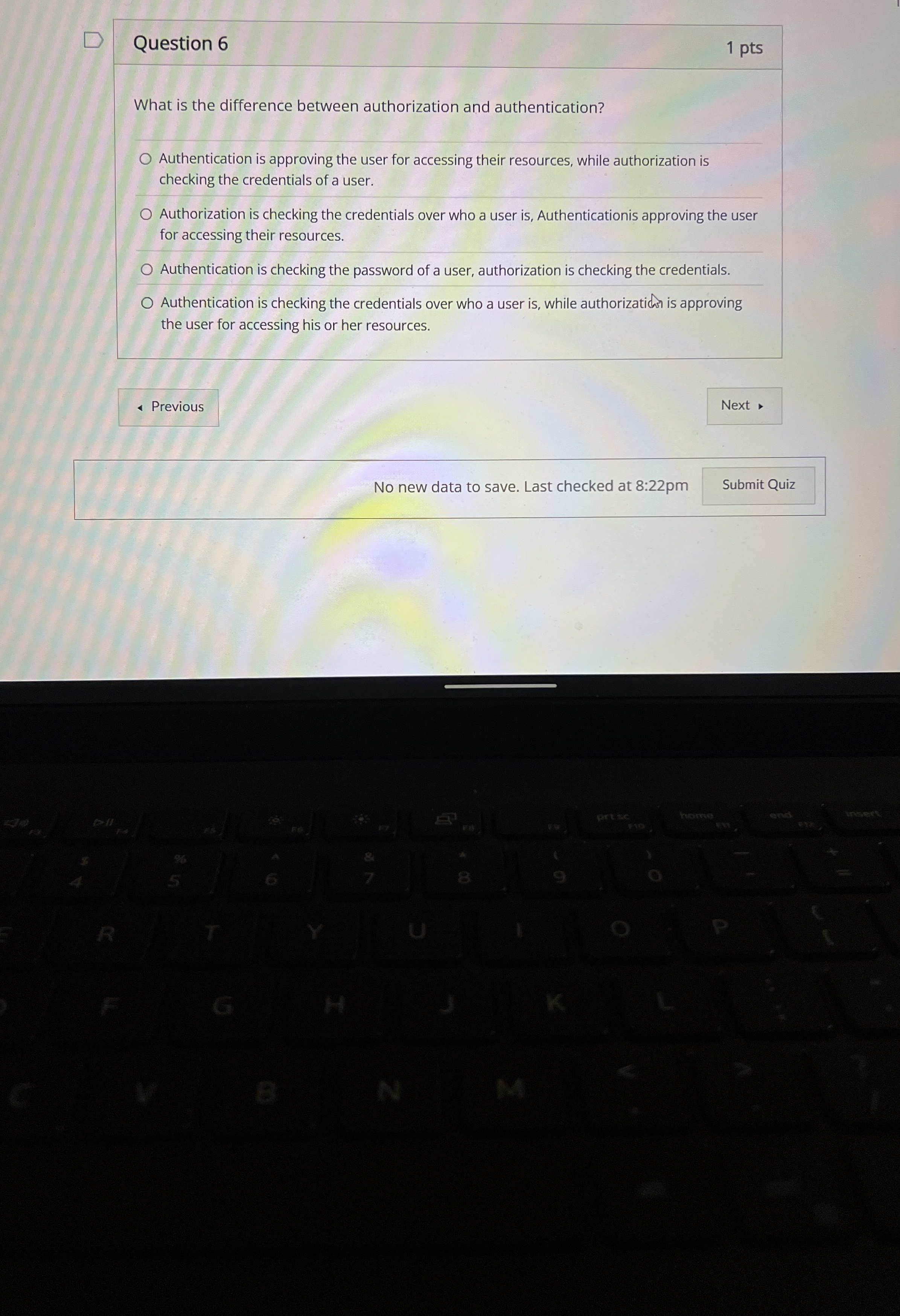 Question 6 1 pts What is the difference between