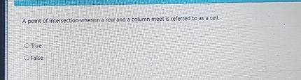 A point of intersection wherein a row and a