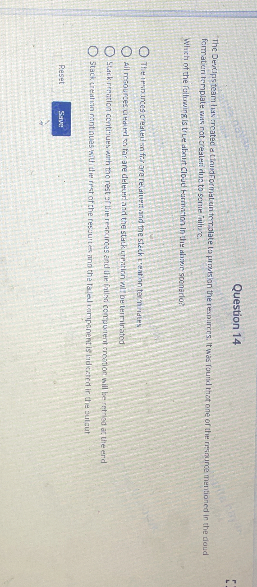 Question 1 4 The DevOps team has created a