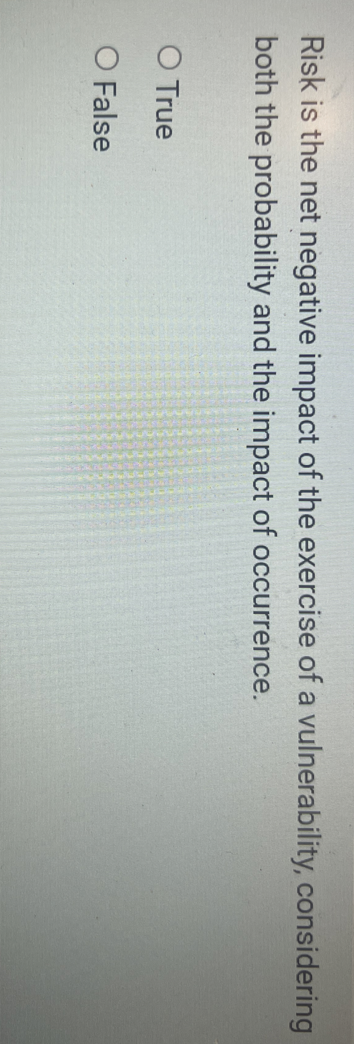 Risk is the net negative impact of the exercise