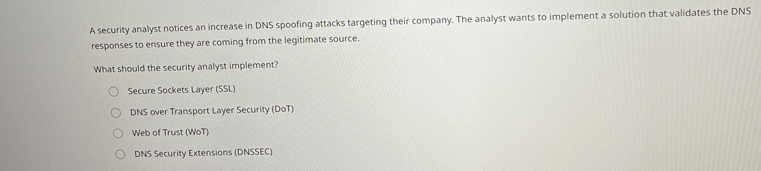 A security analyst notices an increase in DNS