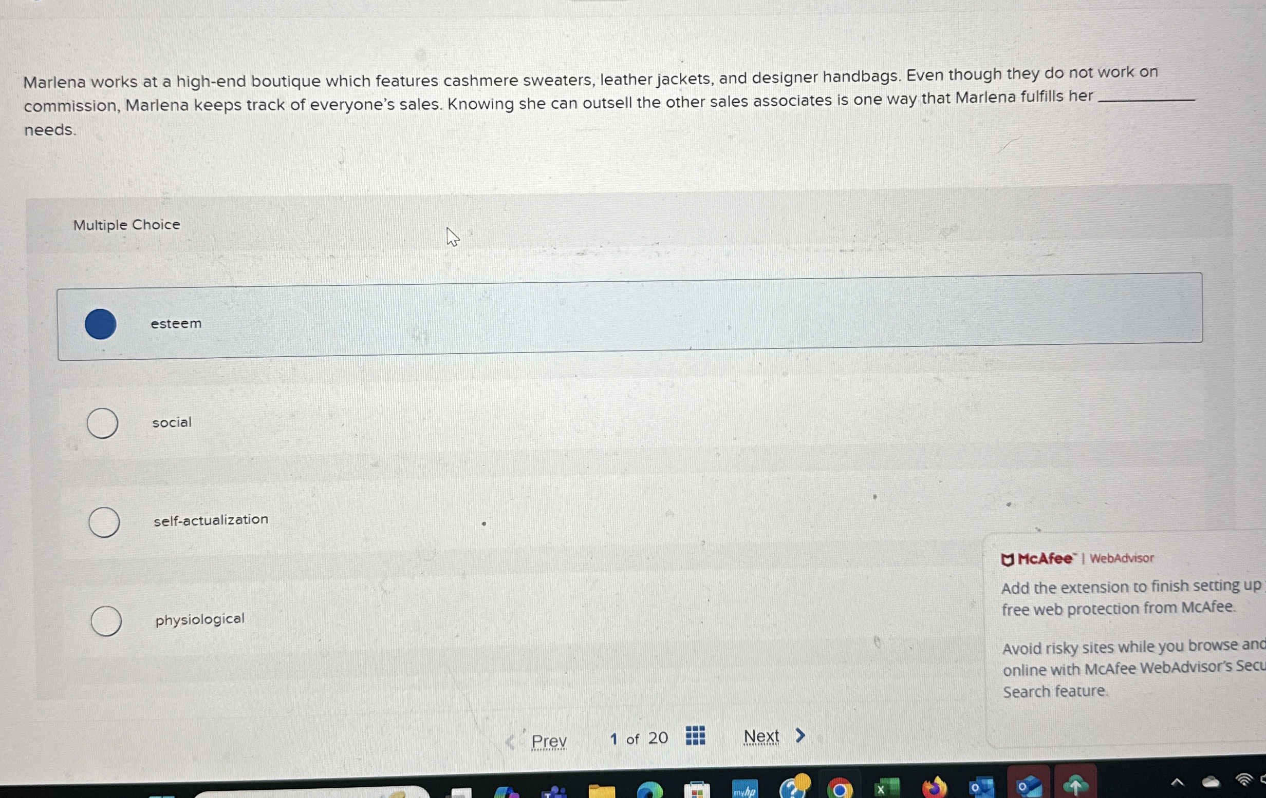 Marlena works at a high - end boutique which