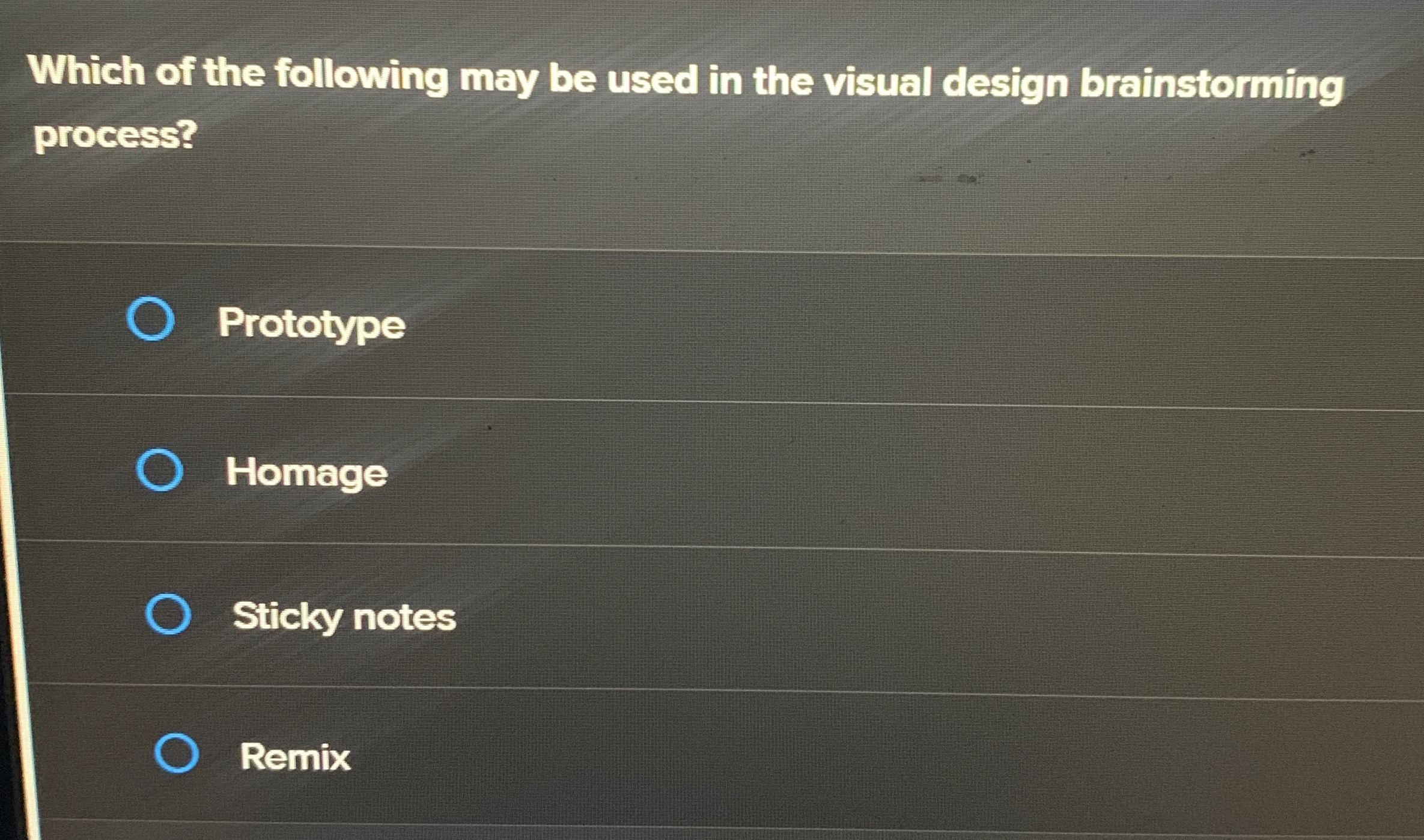 Which of the following may be used in the visual