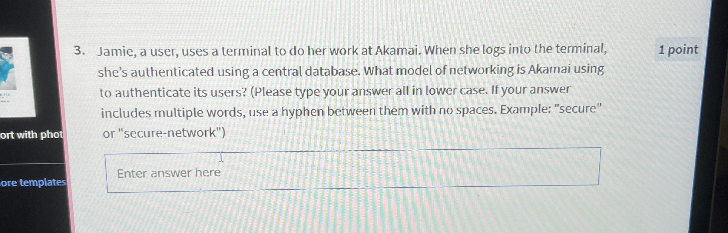 Jamie, a user, uses a terminal to do her work at