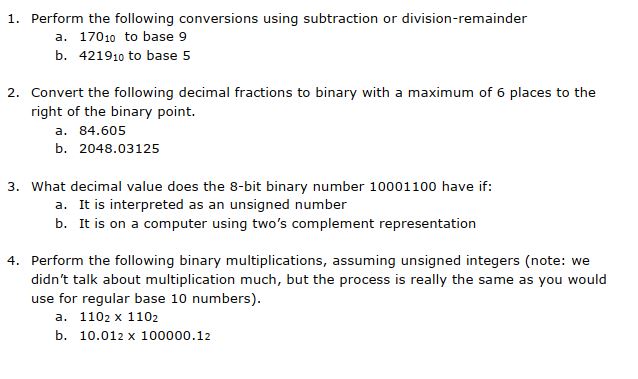 Perform the following conversions using