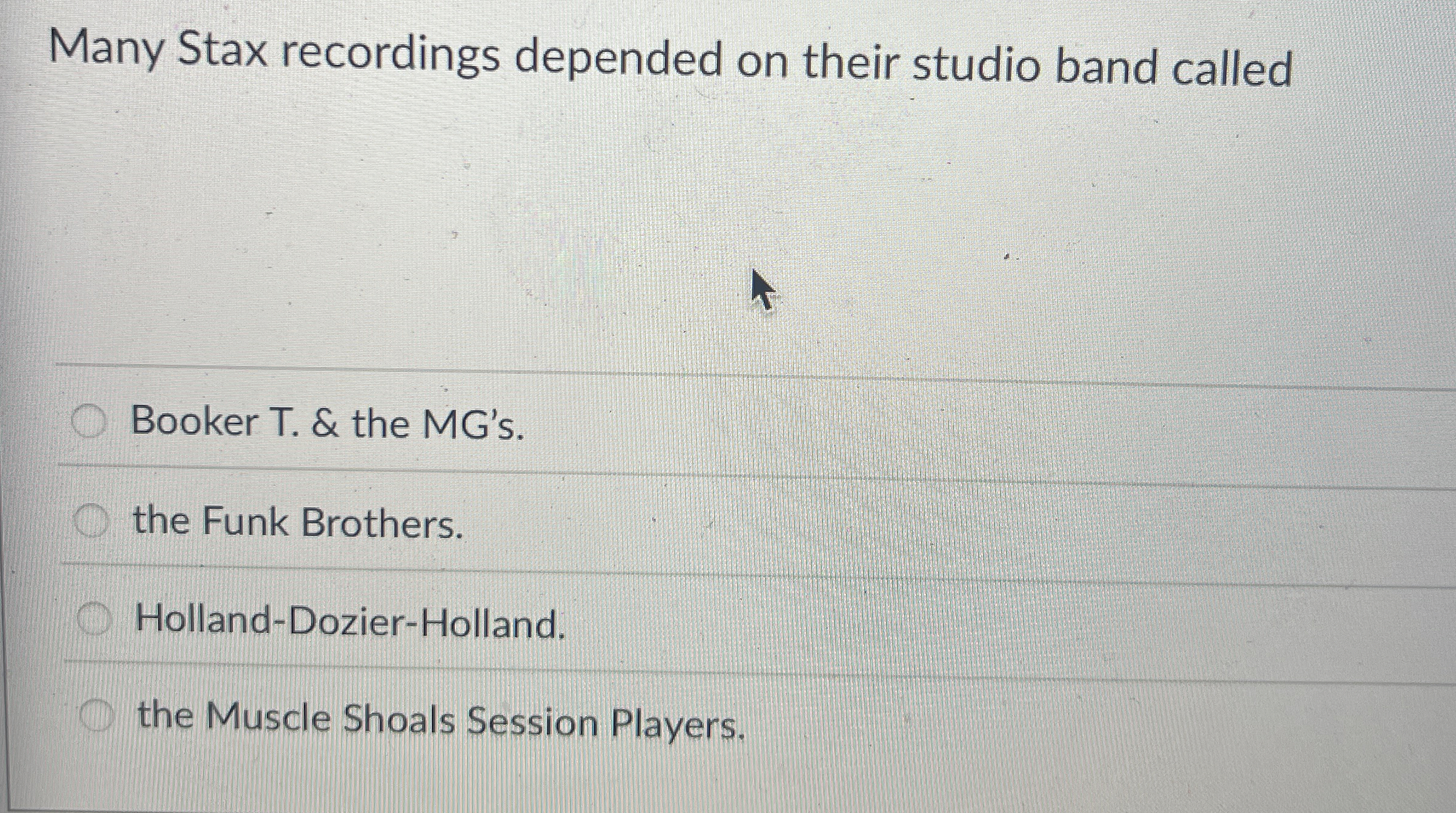 Many Stax recordings depended on their studio