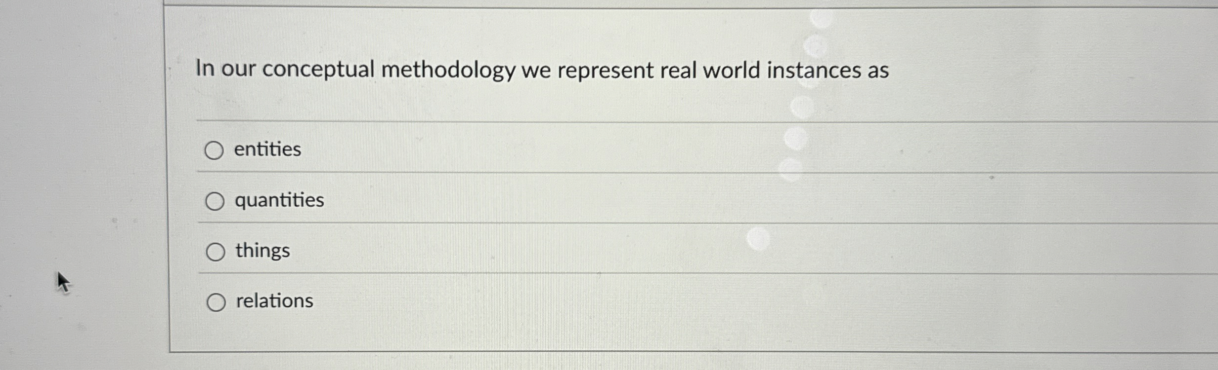 In our conceptual methodology we represent real