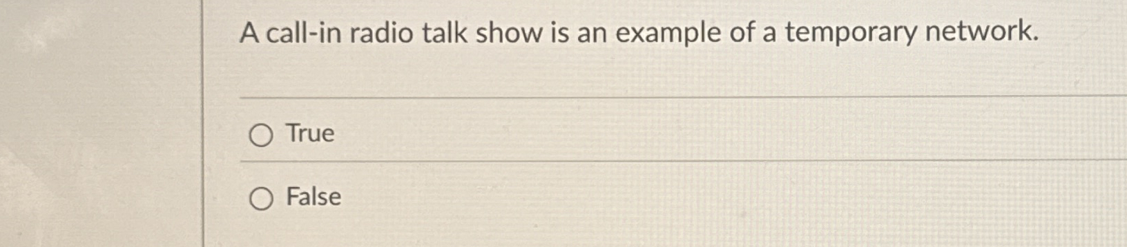 A call - in radio talk show is an example of a
