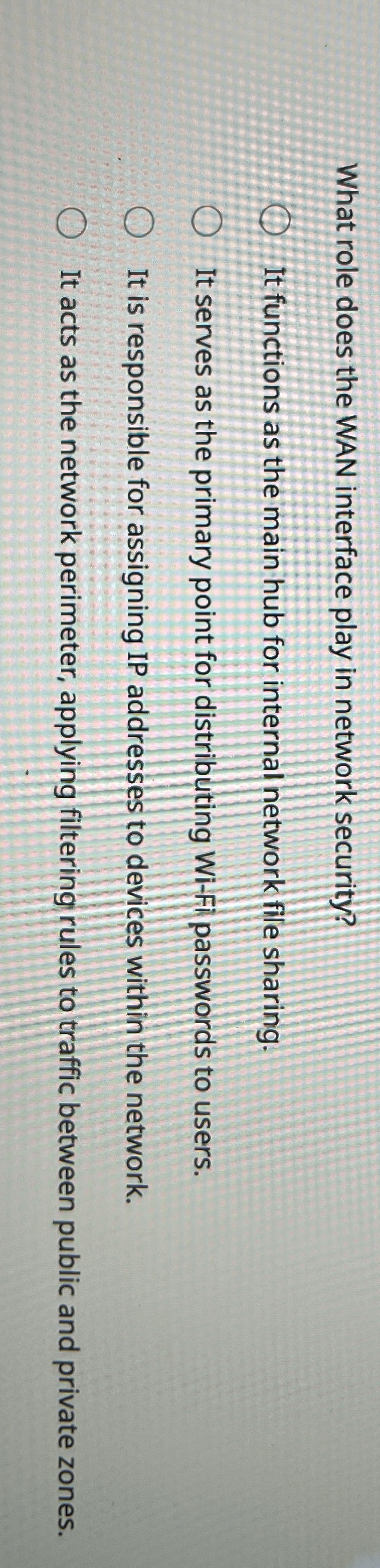 What role does the WAN interface play in network