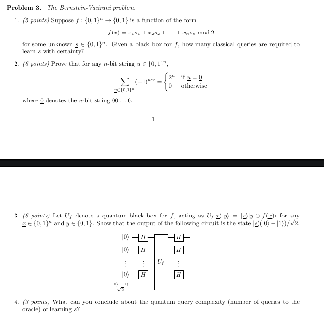 Problem 3 . The Bernstein - Vazinani problem.