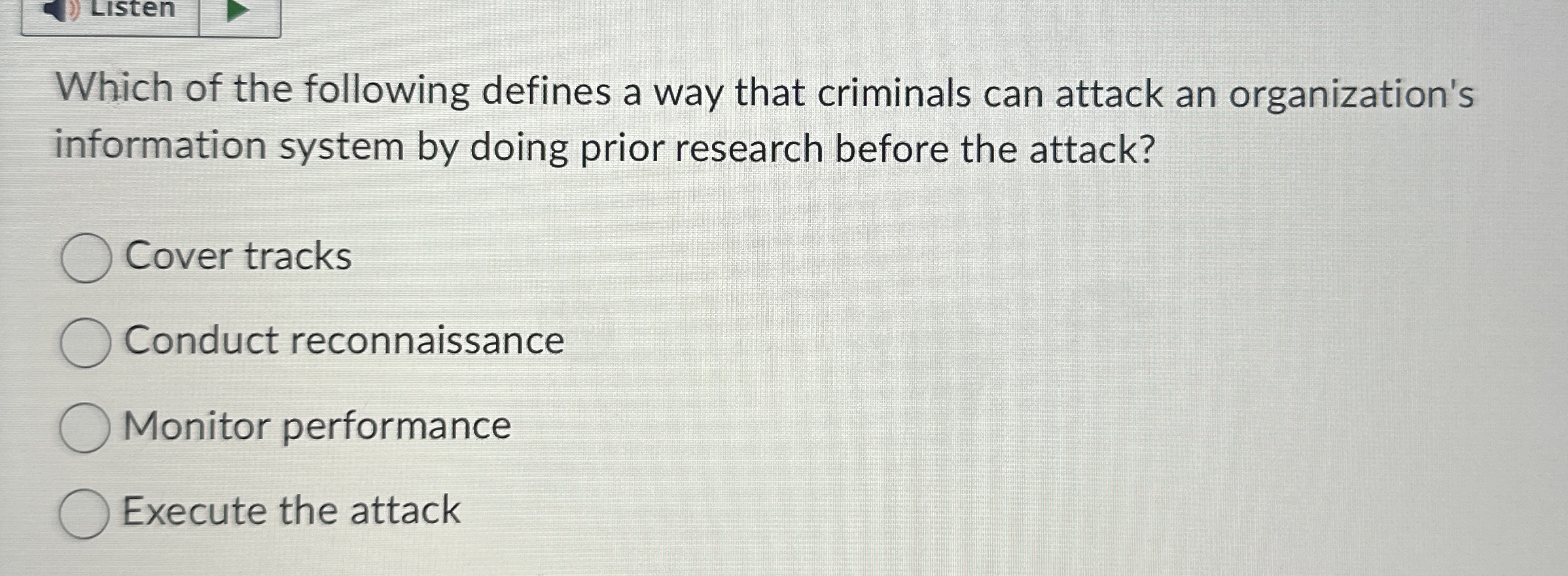 Which of the following defines a way that