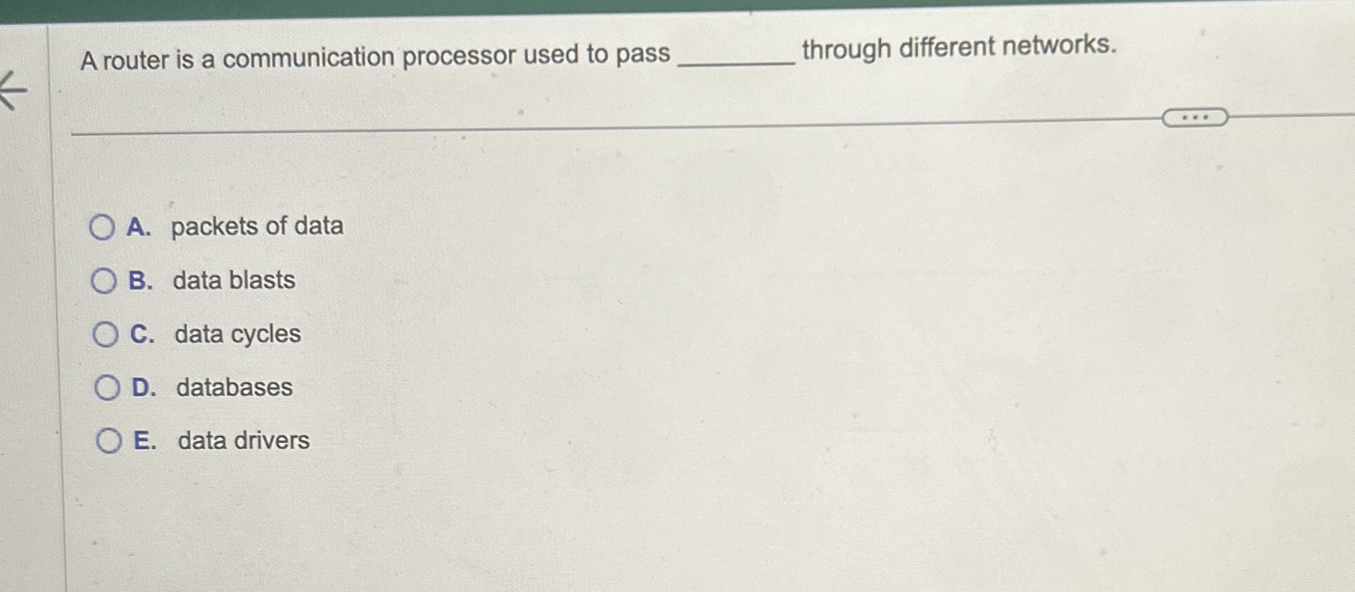 A router is a communication processor used to