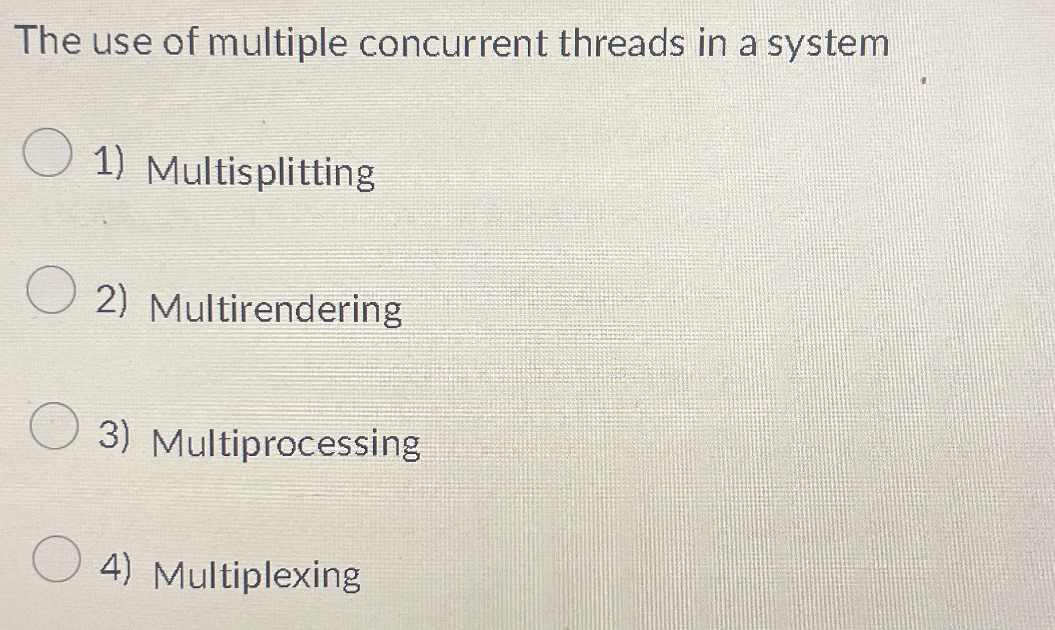 The use of multiple concurrent threads in a