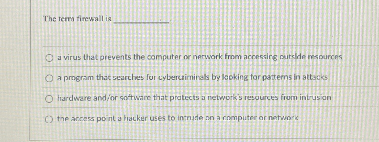 The term firewall is a virus that prevents the