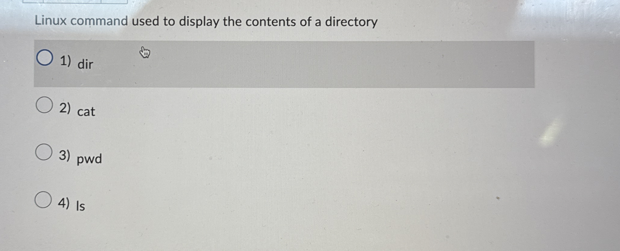 Linux command used to display the contents of a