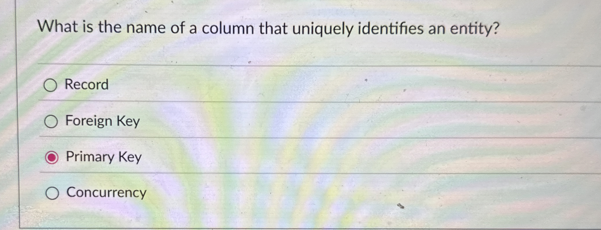 What is the name of a column that uniquely