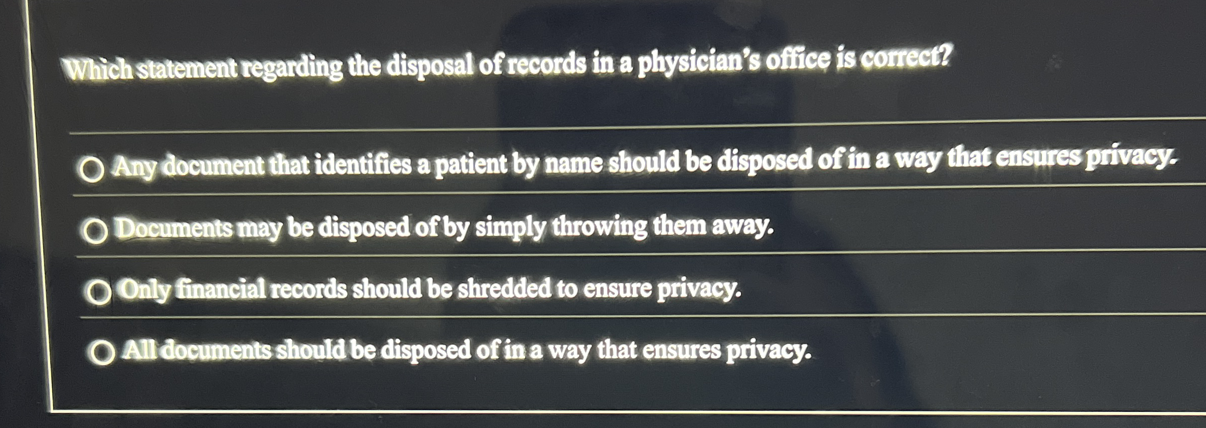 Which statement regarding the disposal of records